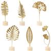Keboyoe 6 Pezzi decorativi Statua a foglia di ginkgo Ginkgo Biloba Statuette Decorative Casa Ornamento in Ginkgo Dorato per Ufficio, Camera da Letto o Libreria (Dorato)