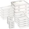 Exquilnova 24 contenitori piccoli con coperchio, contenitori trasparenti impilabili, contenitori rettangolari in plastica, scatole trasparenti di dimensioni miste per cancelleria, perline, gioielli