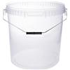 BenBow Secchio con coperchio, 30 l, trasnparente, 3 x 30 litri - Alimentare stabile ermetico a prova di perdite neutro inodore contenitore in plastica con manico in metallo vuoto - per uso domestico