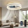 DATO Ventilatore da soffitto con luce, 3 temperature di colore e 6 velocità, controllo tramite app/telecomando, silenzioso, dimmerabile (Bianco, 40CM)