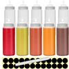 Happybase - Confezione da 10 flaconi da spremere da 500 ml con tappo, dispenser in plastica con misure per ketchup, barbecue, salse, sciroppo, condimenti