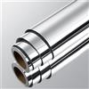 LaCheery Specchio Adesivo Pellicola Adesiva per Mobili Argento Cucina 30cm x 800cm Carta Adesiva per Mobili Specchio Vinile Rotolo Pellicola Autoadesivo Impermeabile Metallico per Armadio Frigorifero