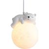 SANGPAO Lampada a sospensione a sfera bianca nordica per camera da letto per bambini Magazzino Stampa 3D Lampada a sospensione a soffitto a forma di luna Piccola illuminazione carina Lampadario per ra