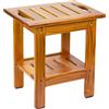 Utoplike Panca doccia in teak, sgabello compatto da doccia con mensola e maniglia, sedile piccolo in legno a 2 ripiani con piedini antiscivolo per bagno, vasca da bagno o uso esterno