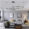 FUMIMID Lampadario Sospensione LED Lampada Soggiorno Lampadario Dimmerabile Con Telecomando Lampade Sospensione Moderne Tavolo Pranzo Soffitto Luminoso Acrilico Rotondo in Alluminio,Nero,3laps30+50+70cm