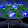 XVZ Luci Solari Giardino Esterno, fiore di rosa più grande e ampio pannello solare LED Lampada Solare da Esterno impermeabile, decorazione per giardino, prato, terrazza, Nozze, Festa (blu)