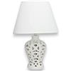 KORAT - Lume da Tavolo in Ceramica con Paralume in Tessuto, Design Elegante Traforato, Attacco E27, Lampada da Comodino Moderna, 2 Varianti Dimensioni, per Casa e Ufficio (Alta - 13x13x40,5 cm)