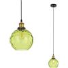 LFsem Lampada a Sospensione Vintage con Sfera di Vetro 15cm & Bronzo Presa E27, Lampadario Sospeso da Soffitto per Camera da letto, Sala da pranzo, Loft e Ristoranti (Giallo-verde)
