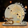 ARTREE Regalo di denaro per matrimonio 25 anni di matrimonio, regalo di nozze in argento, decorazione in legno, confezione con catena luminosa a LED, idea regalo romantica per il 25° anniversario di