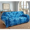 Seamar Copritutto Grande Fondale Marino 100% Cotone 210x230cm Copridivano Telo Mare Maxi Batik Copriletto Estivo (Azzurro)