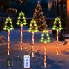 HERMORRYSS Luci di Natale Solari, 8 Modalità Lampade Solari Alberi di Natale con Telecomando, 5 in 1 Catena Luminosa Decorativa Natalizia con Motivo Natalizio per Terrazza, Marciapiede, Cortile, Prato