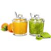Sendez Set di 2 barattoli per marmellata in vetro, 200 ml, con coperchio e cucchiaio in acciaio inox, per miele, parmigiano, portaspezie