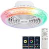 Luyaim Piccolo RGB Plafoniera Con Ventilatore Integrato - Luci RGB Compatibile Con Alexa Google Home, Altoparlante Bluetooth, 6 Velocità E Telecomando Lampadari Ventola Per Bambini Cameretta-White-A