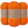 Utopia Crafts Re-Cotton - Filato per lavoro a maglia, 3 pezzi, 100 g (arancione zucca)