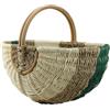 Gov Wood Grande Cesto per la Spesa in Rattan e Alghe - Cesto da Picnic Intrecciato a Mano con Manico - 39x26x20 cm - Robusto Cesto da Mercato e Auto - Design Vintage - Verde