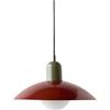 LFsem Lampada a Sospensione Vintage Industriale con Paralume in Metallo Colorato e Sfera in Vetro Bianco, Lampadario Soffitto E27 per Cucina, Salone o Camera da Letto (Rosso)