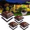 XVZ Lampada solare cappello palo legno, 4pcs luci solari per esterni, impermeabili, luci solari a LED, decorazione da giardino per giardino, terrazza, recinzione, pali in legno - Bronzo