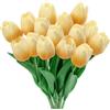 Wekuw 15 Pezzi Tulipani Finti Fiori Artificiali Realistici per Bouquet 33cm Tulipani Finti in Lattice,Tulipano per Fai da Te,Bouquet da Sposa,Hotel,Festa,Decorazioni per La Casa (Champagne)