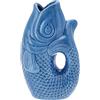 Cepewa Vaso a forma di pesce Blubb, 15 x 17 x 9 cm, in dolomite blu scuro, vaso decorativo da tavolo, a forma di pesce, manico (1 vaso blu da 17 cm)