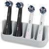 Qikfresh - Supporto per 4 testine di ricambio - Compatibile con Oral-B, iO, Philips Sonicare, Waterpik, Fairywill - In silicone alimentare (Grigio)