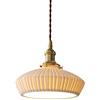 EKSED Lampada a sospensione con paralume in ceramica bianca, portalampada E27 dorato e interruttore rotante Apparecchio di illuminazione a soffitto sospeso con cavo dorato (cappello di bambù)