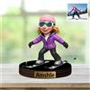XIAO.Z Personalizzato sport invernali sci sciista foto cartone animato stile desktop scultura, personalizzato sci amante divertente immagine quadro ritratto cartone animato segno regalo di targa
