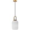 EKSED Lampada a sospensione in vetro bianco con rifinitura in bronzo dorato, moderna lampada a sospensione a sospensione retrò per comodino, tavolo da pranzo, isola della cucina (140 mm)