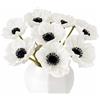 Floral Kingdom Bouquet di papaveri anemoni realistici al tatto, 8 pezzi, per decorazione di fiori artificiali (bianco)