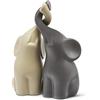 Vaudagio Coppia di elefanti in beige e grigio - Scultura moderna in ceramica - Figurine come set - Figura decorativa alta 16 cm - Ornamento elefante innamorato