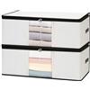 Cozary 2 Pezzi 60L Contenitori Sottoletto, Pieghevole Scatole per Vestiti, Scatole per Armadio con Finestra Trasparente, Contenitori per Armadio Salvaspazio per Vestiti, Biancheria da Letto,Bianco