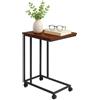 Relaxdays Tavolino Relaxdays con rotelle, HLP 68 x 50 x 35 cm, MDF, Metallo, Forma a C, tavolino da sottocosto, Marrone/Nero