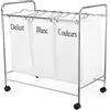 Compactor Life Nature Cesto Portabiancheria Triplo XL, Bianco, Acciaio Cromato e Tessuto T/C, 74x45.5x75 cm