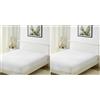 Amazon Basics Coprimaterasso Impermeabile Matrimoniale, Fascia Elastica Extra Profonda 45 cm, Lavabile e Silenzioso, 180 x 200 cm, Bianco (Confezione da 2)