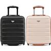 Flight Knight Set Di 2 Valigie Rigide in ABS Leggere a 2 Ruote Bagaglio a Mano Da Cabina Approvato Per Le Compagnie Aeree British Airways E Dimensioni Massime Per Easyjet
