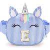YOOLIFE Regalo di compleanno per ragazze e bambini, marsupio con iniziale, borsa a tracolla, Blu, E, E