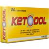 Ketodol 25 mg+200 mg Antinfiammatorio Mal di Testa e Mal di Denti 20 Compresse