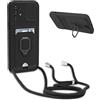 YFSYLL Cover Compatibile con Samsung Galaxy A52 / A52 5G / A52s 5G con Cordino,Custodia con Cordino Silicone Cover,Protezione Fotocamera,360°Anello Supporto,Porta Carte,Nero