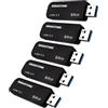 Gigastone Chiavetta USB 64 GB Set da 5, Z30 USB 3.2 Gen 1 Professional Serie, Senza cappuccio con design retrattile, compatibile con interfaccia USB 2.0 / USB 3.0 / USB 3.1