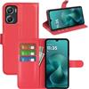 JIUNINE Cover per Motorola Moto G06, Custodia Portafoglio Libro in Pelle Sintetica Antiurto Cover Flip Case con [Carta Fessura] [Supporto Stand] [Fibbia Magnetica], Rosso