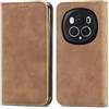 Cracedily Cover per Honor Magic 6 Pro Case, Custodia Cover Pelle Premium Portafoglio con Porta Carte Magnetica Supporto Protezione Flip Case Custodia per Honor Magic 6 Pro, Caffè