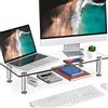 FITUEYES Supporto Monitor Supporto per Monitor in Vetro Temperato, Altezza Regolabile 56 x 24 x 9.5cm (Chiaro) DT105601GC