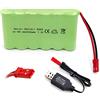Gecoty® - Batteria ricaricabile NI-MH AA da 7,2 V, 2400 mAh, con cavo di ricarica (spina JST)