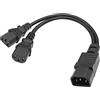 YACSEJAO C14 su C13 Y Splitter YACSEJAO 10A/250V IEC 320 C14 su 2 C13 1 su 2 cavi di prolunga (1FT/30CM)