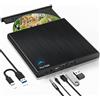NOLYTH Lettore CD DVD esterno USB 3.0 Tipo-c masterizzatore CD/DVD con uscita audio/2 porte USB, sottile CD DVD ROM RW Unità disco ottico per computer portatili PC Windows 11/10 Mac MacBook Apple iMac