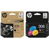 Ink Trader Cartucce d'inchiostro HP 308e (EvoMore) nero e 308 a colori standard, 7FP22UE/7FP20UE, confezione di riciclaggio inclusa