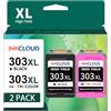 INKCLOUD 303XL Cartucce compatibili con HP 303 303 XL Multipack per HP Envy Photo 6220 6230 6232 6234 7130 7134 7220 7800 7830 7900, Tango X (1 nero, 1 colore)