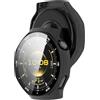 GIOPUEY Cover Compatibile con Huawei Watch GT 6 PRO, [2 Pezzi] Pellicola Protettiva Vetro + Cornice in Plastica Rigida Custodia - Black+Black