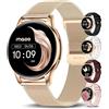 Maoo Ventura AMOLED Smartwatch Donna, Always On Display, Cinturino in Acciaio Inox e Silicone, Funzione chiamata, Contapassi, Cardiofrequenzimetro, Monitoraggio del Sonno, 100+ Modalità Sport, 300+
