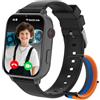 PTHTECHUS Smartwatch per Bambini, 4G Orologio GPS Bambini, Videochiamata e Telefono, WIFI/GPS/LBS Contapassi Ricevi SMS SOS Calcolatrice Timer Sveglia, Regali per Bambini Dai 4 Anni in Su, Neroscuro