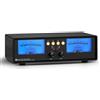 Felicafie Commutatore audio analogico VU Meter, splitter stereo a 4 vie con doppio ingresso, regolazione guadagno e ritardo, modalità DB/ACG, telecomando per casa, studio, ufficio (retroilluminazione blu)